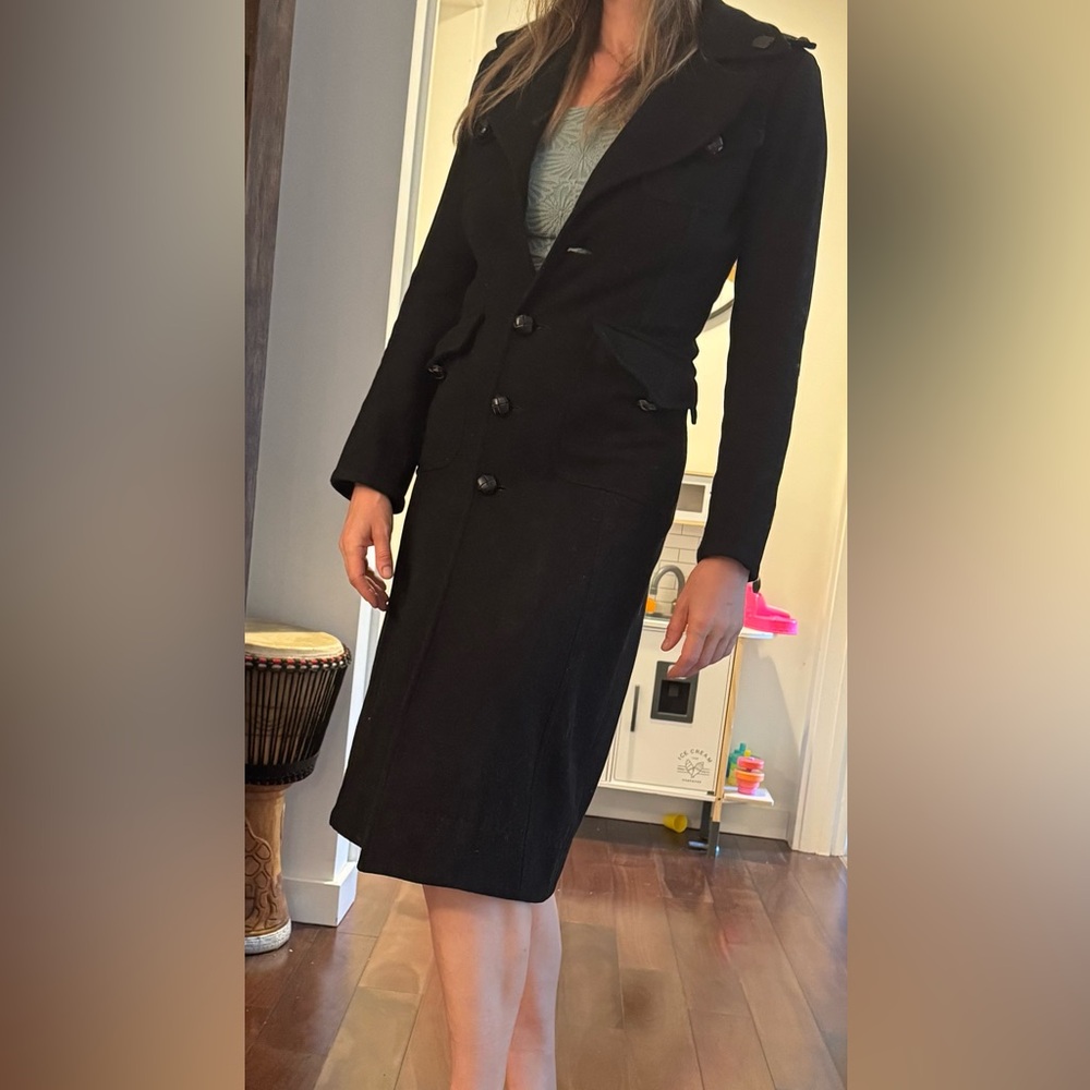 Women's Diesel Black Double-Breasted Coat, silk decorated interior